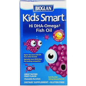 Bioglan Kids Smart Hi DHA-Omega 3 Fish Oil 30chew. tab / Детская Омега-3